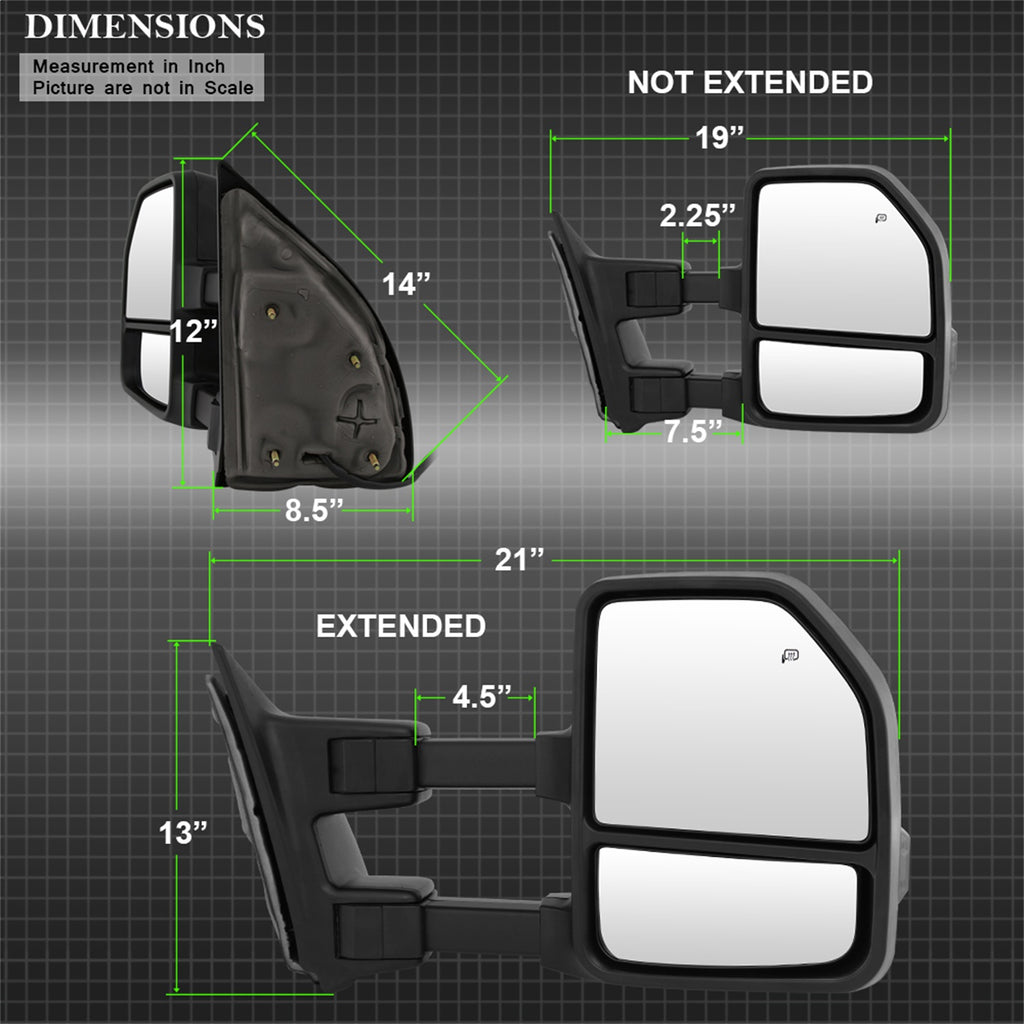 Spyder Auto 9943102 Power Heated LED Signal Telescoping Mirrors for Select Ford F-250 Super Duty, Ford F-350 Super Duty