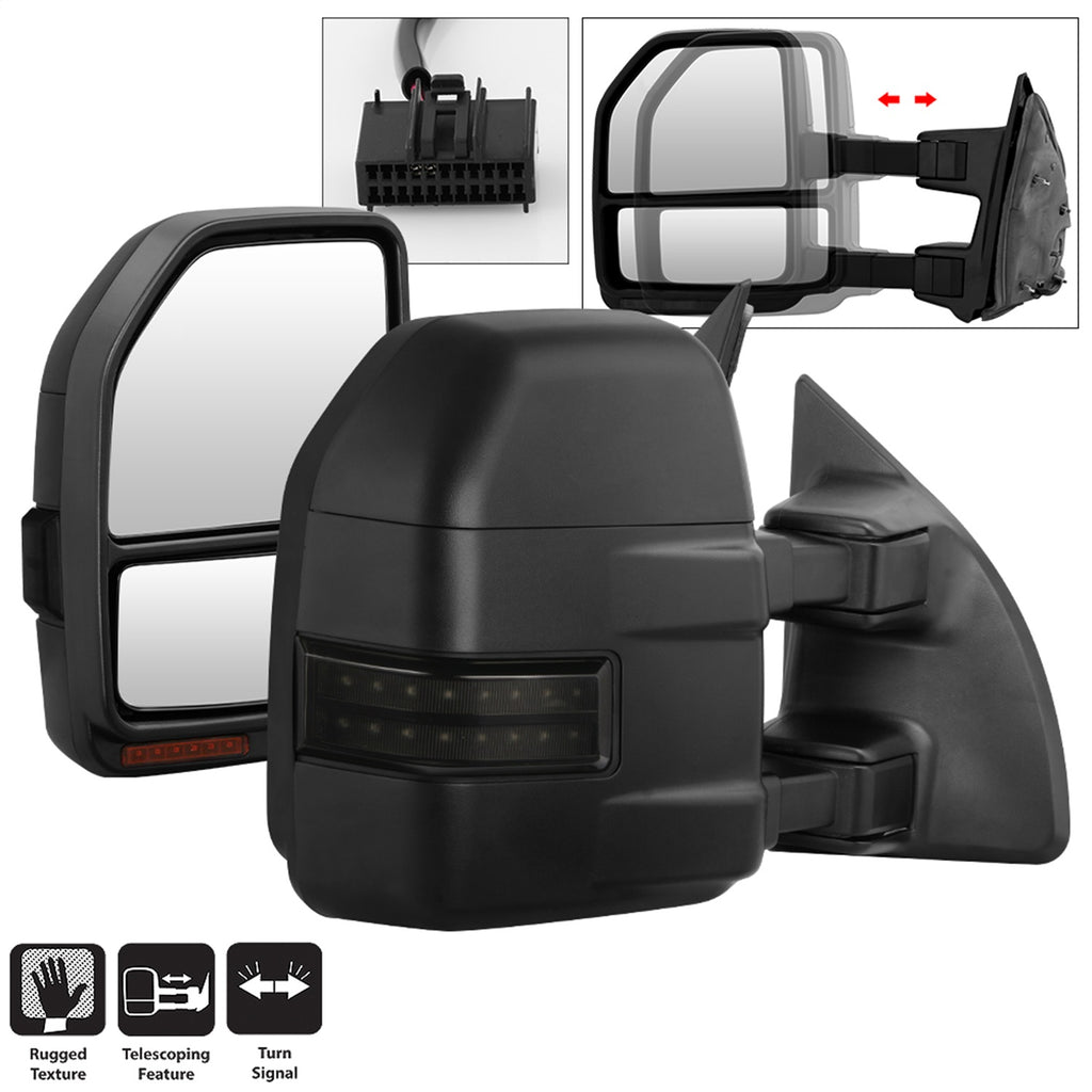 Spyder Auto 9943119 Manual Sequential LED Signal Telescoping Mirrors for Select Ford F-250 Super Duty, Ford F-350 Super Duty, Ford F-450 Super Duty