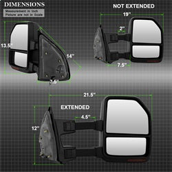 Spyder Auto 9943119 Manual Sequential LED Signal Telescoping Mirrors for Select Ford F-250 Super Duty, Ford F-350 Super Duty, Ford F-450 Super Duty