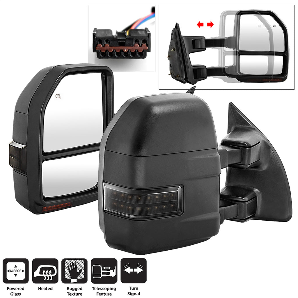 Spyder Auto 9943157 Power Heated Sequential LED Signal Telescoping Mirrors for Select Ford F-250 Super Duty, Ford F-350 Super Duty
