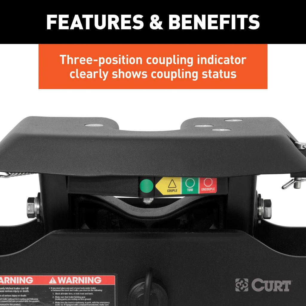CURT 16641 A20 Sliding 5th Wheel Hitch with Rails; 20;000 lbs. - Truck Part Superstore