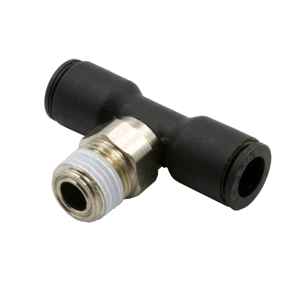 Dedenbear AALMT AIR LINE TEE, 1/4" OD QUICK DISCONNECT TO 1/8" NPT, NICKEL PLATED BRASS