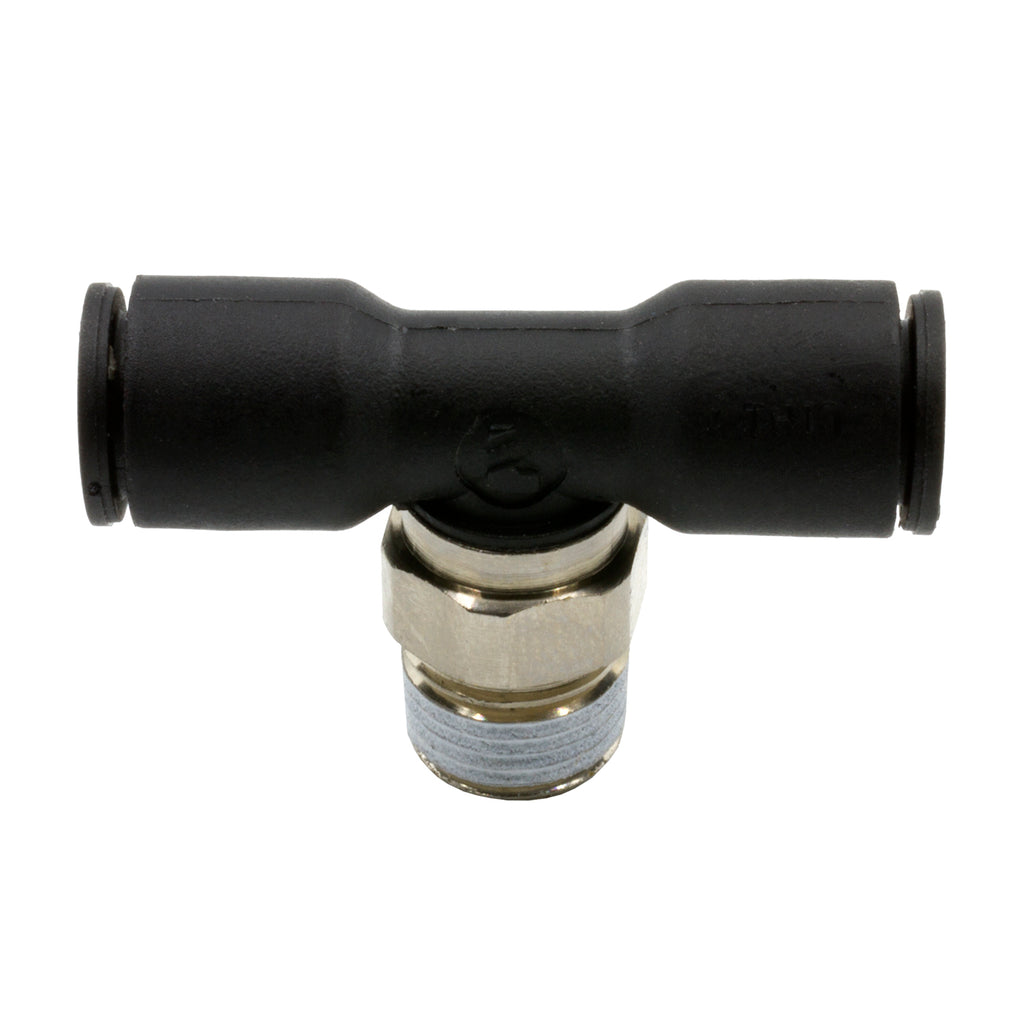 Dedenbear AALMT AIR LINE TEE, 1/4" OD QUICK DISCONNECT TO 1/8" NPT, NICKEL PLATED BRASS
