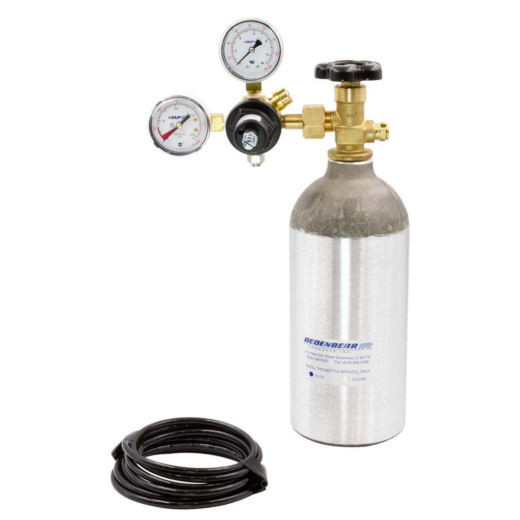 Dedenbear AB25K CO2 BOTTLE KIT, COMPLETE KIT INCLUDES 2.5 LB. BOTTLE, VALVE, REGULATOR & TUBING