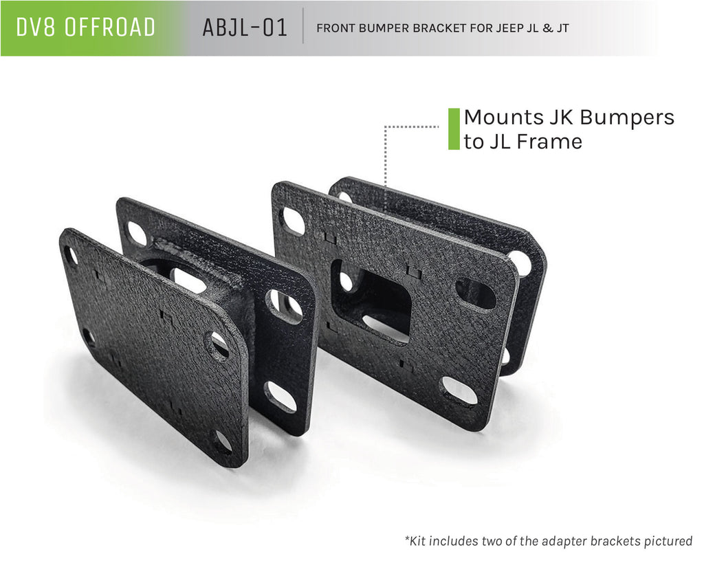 DV8 Offroad ABJL-01 Front Bumper Bracket; Pair for Select Jeep Gladiator, Jeep Wrangler