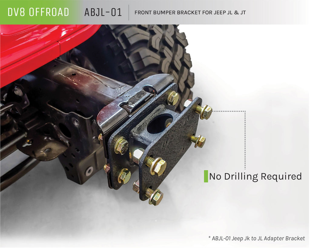 DV8 Offroad ABJL-01 Front Bumper Bracket; Pair for Select Jeep Gladiator, Jeep Wrangler