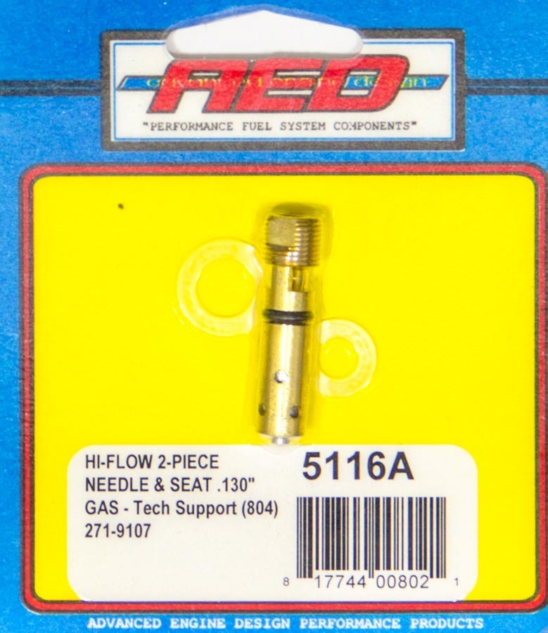 ADVANCED ENGINE DESIGN 5116B .140 Bottom Feed Hi-Flow Needle & Seat - Each
