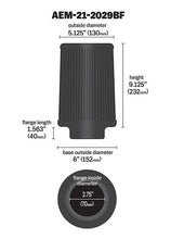 Load image into Gallery viewer, Dryflow-Conical-Air-Filter-2.75In-Flange-Id--6In-Base-Od--5.125In-Top-Od--9.125In-Height