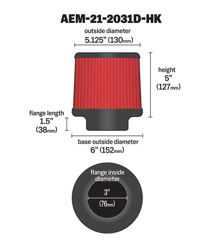 Dryflow-3In.-X-5In.-Round-Tapered-Air-Filter