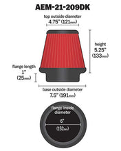 Load image into Gallery viewer, 6-Inch-X-5-Inch-Dryflow-Conical-Air-Filter