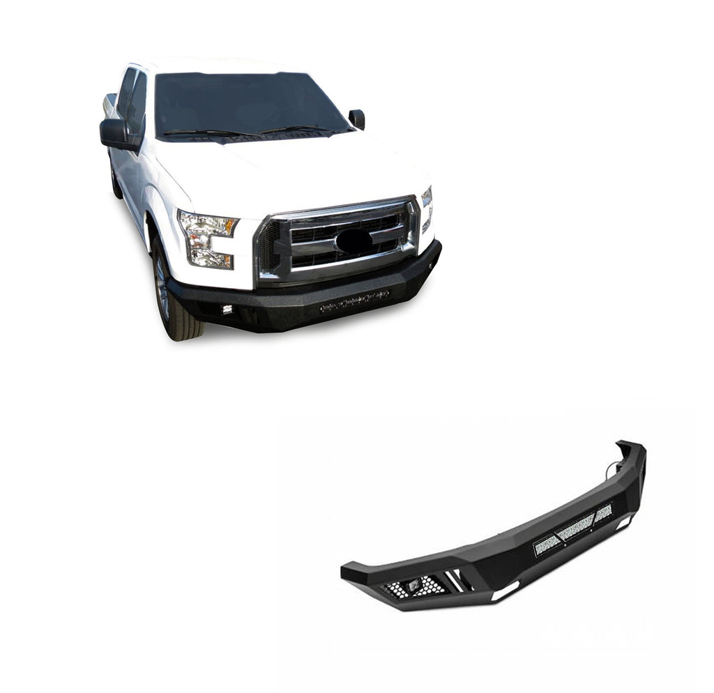 Black Horse Off Road AFB-F115-18-KIT Armour Heavy Duty Front Bumper Kit for Select Ford F-150