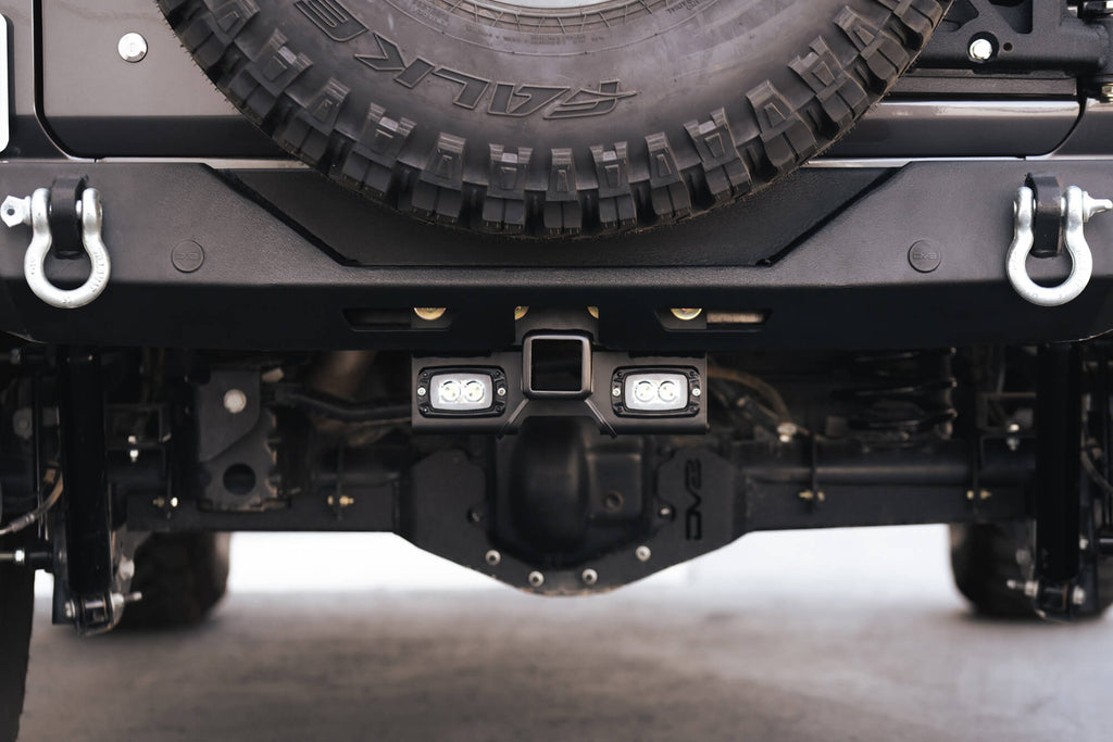 DV8 Offroad AHJP-01 AHJP-02 07-22 JEEP WRANGLER JK/JL BOLT ON HITCH WITH CUBE LIGHTS for Select Jeep Wrangler, Jeep Wrangler JK