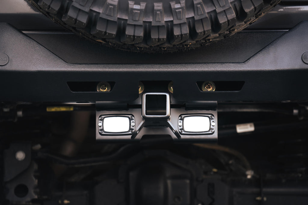 DV8 Offroad AHJP-01 AHJP-02 07-22 JEEP WRANGLER JK/JL BOLT ON HITCH WITH CUBE LIGHTS for Select Jeep Wrangler, Jeep Wrangler JK