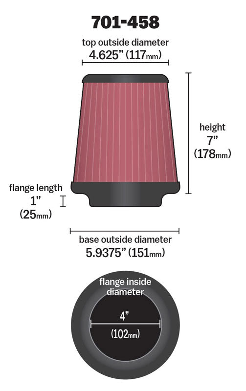 Universal-Air-Filter---Cone-4-X-7-X-4-58-X-7-W-Short-Flange