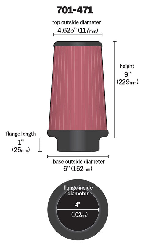 Universal-Air-Filter---Cone-4-X-6-X-4-58-X-9-W-Short-Flange
