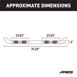 ARIES AL231007 Big Step 4in. Black Aluminum Round Side Bars; Select Jeep Wrangler JK - Truck Part Superstore