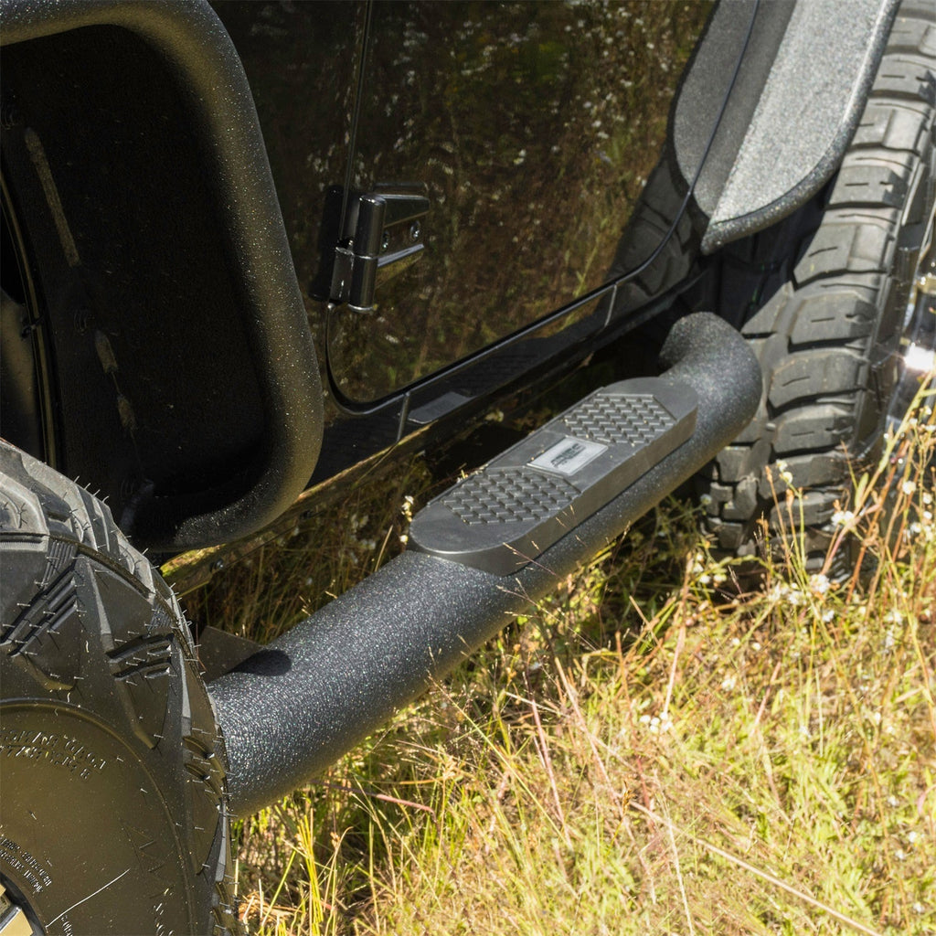 ARIES AL231008 Big Step 4in. Black Aluminum Round Side Bars; Select Jeep Wrangler JK - Truck Part Superstore