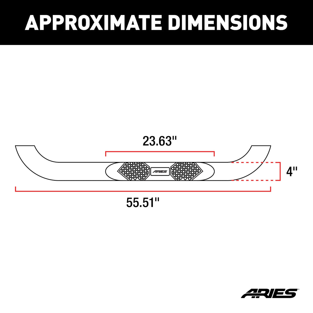 ARIES AL231008 Big Step 4in. Black Aluminum Round Side Bars; Select Jeep Wrangler JK - Truck Part Superstore