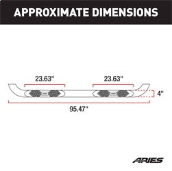 ARIES AL232013 Big Step 4in. Black Aluminum Round Side Bars; Select Toyota Tundra - Truck Part Superstore