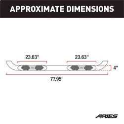 ARIES AL234046 Big Step 4in. Black Aluminum Round Side Bars; Select Silverado; Sierra - Truck Part Superstore