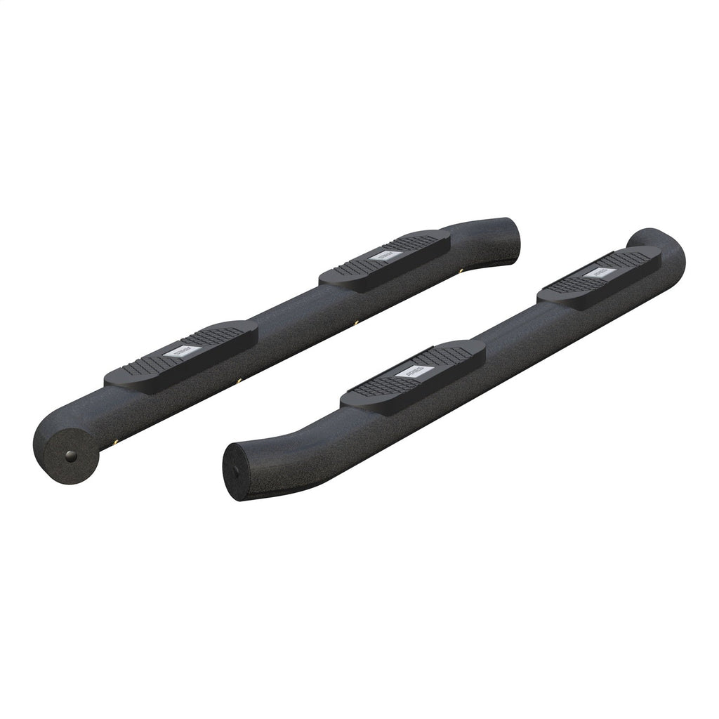 ARIES AL234053 Big Step 4in. Black Aluminum Round Side Bars; Select Silverado; Sierra Crew - Truck Part Superstore