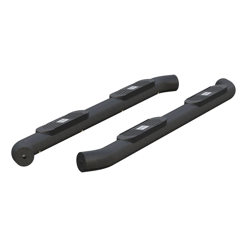 ARIES AL234053 Big Step 4in. Black Aluminum Round Side Bars; Select Silverado; Sierra Crew - Truck Part Superstore