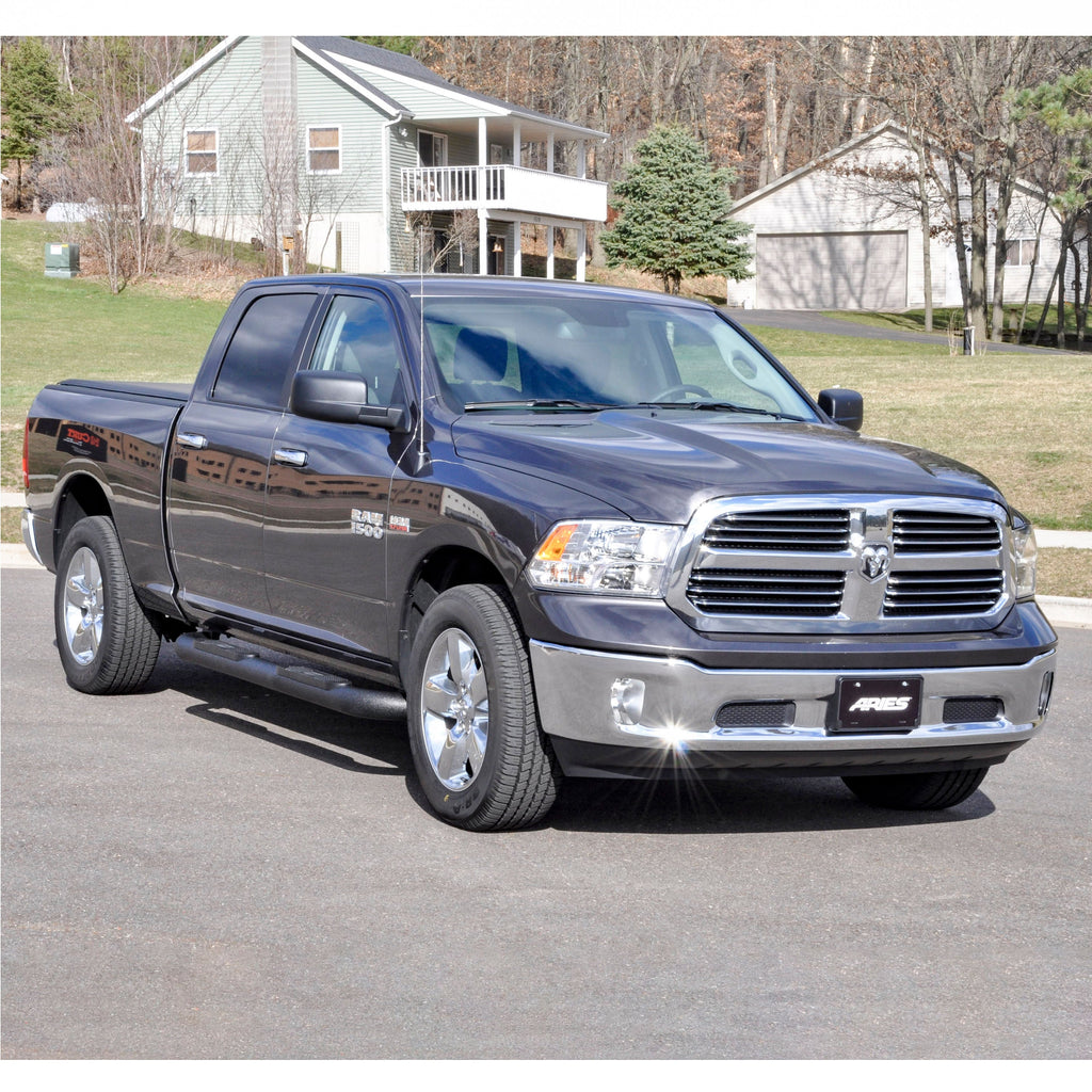 ARIES AL235041 Big Step 4in. Black Aluminum Round Side Bars; Select Dodge; Ram 1500; 2500; 3500 - Truck Part Superstore