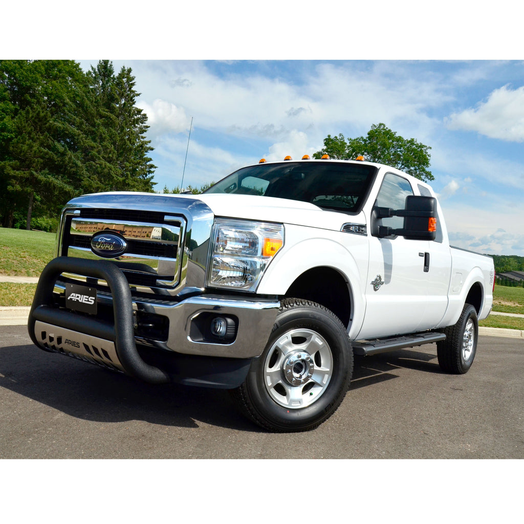ARIES AL45-3012 Big Horn 4in. Black Aluminum Bull Bar; Select Ford F-250; F-350; F-450; F-550 - Truck Part Superstore