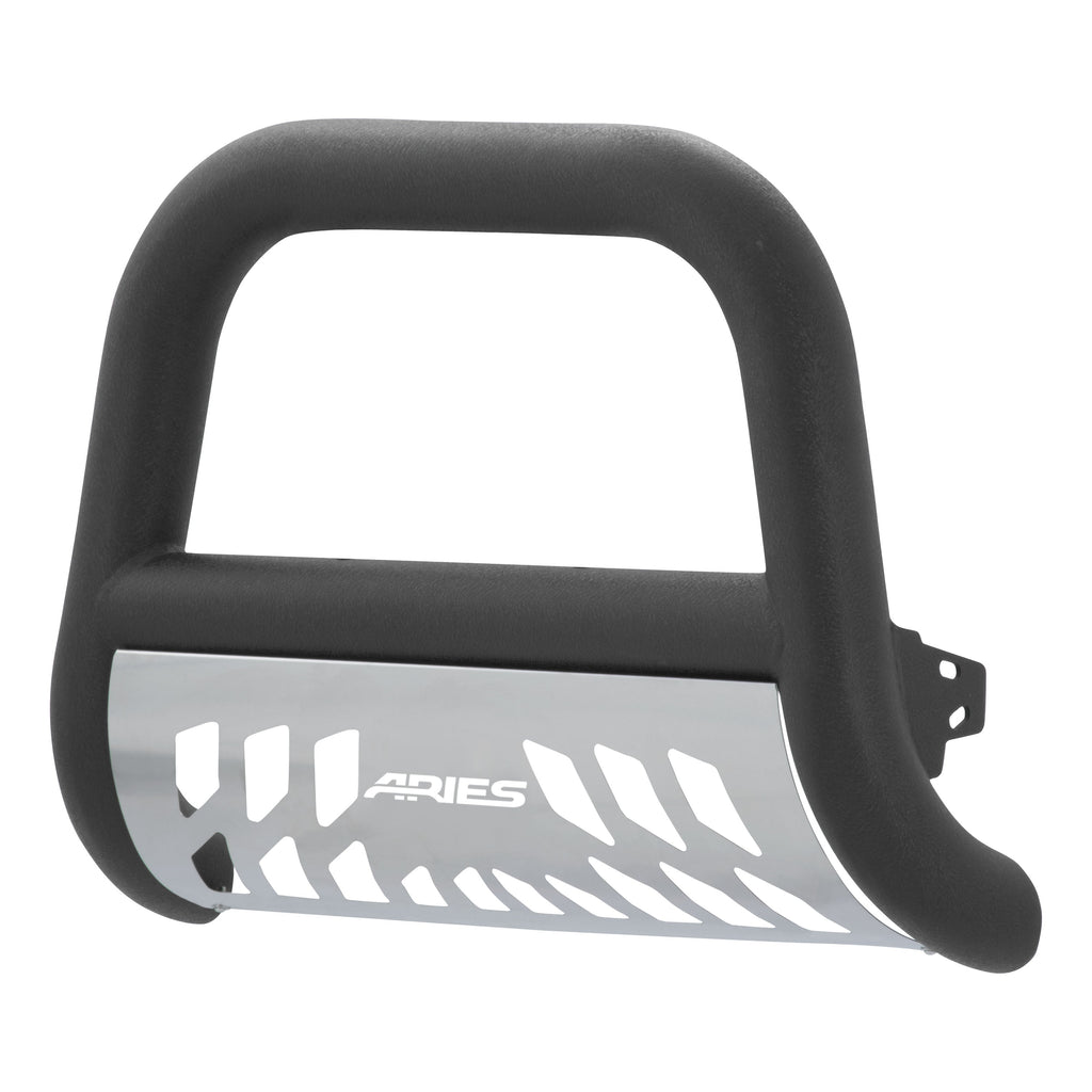 ARIES AL45-4006 Big Horn 4in. Black Aluminum Bull Bar; Select Silverado; Sierra 2500; 3500 HD - Truck Part Superstore