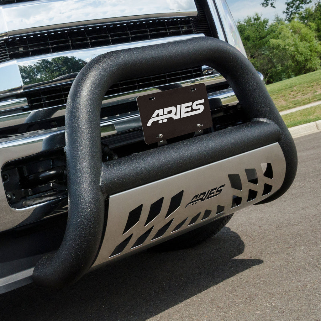 ARIES AL45-9004 ARIES AL45-9004 Big Horn 4-Inch Black Aluminum Bull Bar; Select Nissan Titan XD - Truck Part Superstore