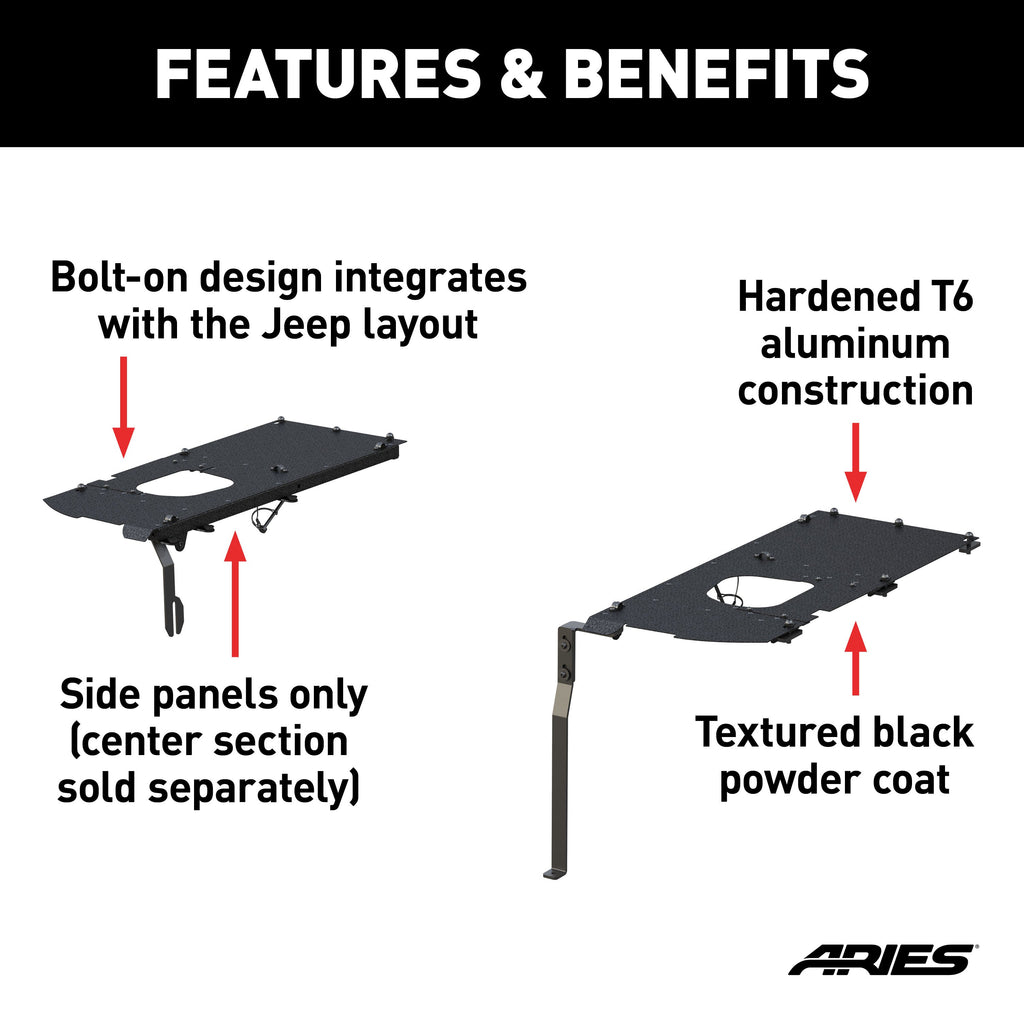 ARIES ALC25001-01 Jeep JK Unlimited Security Cargo Lid Side Panels for Select Jeep Wrangler