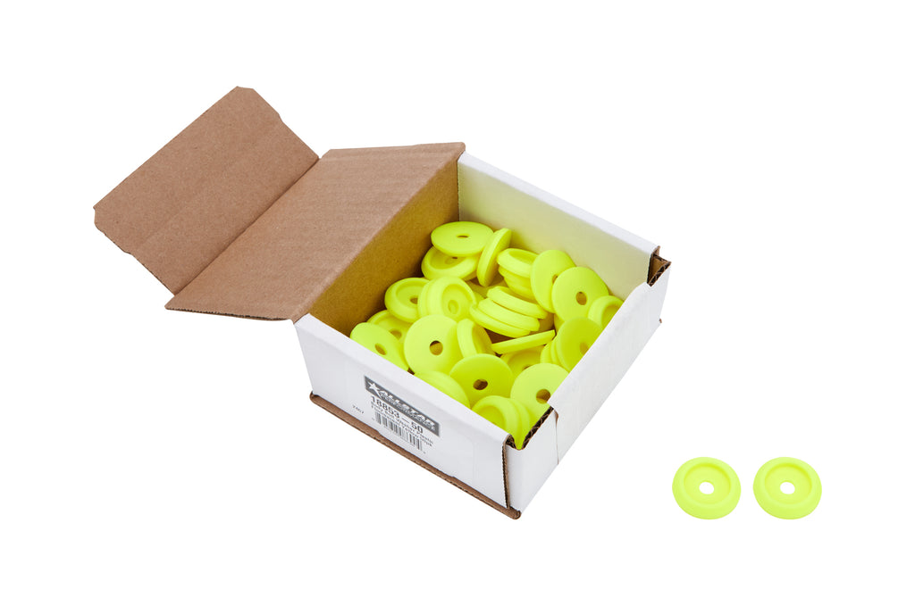 ALLSTAR PERFORMANCE 18853-50 Body Bolt Washer Plastic Fluorescent Yellow 50pk