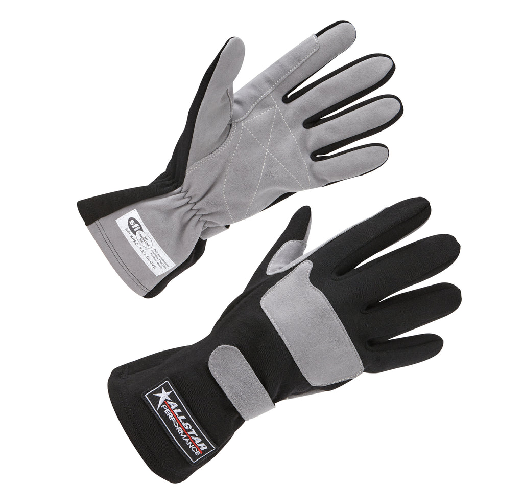 ALLSTAR PERFORMANCE 911014 Driving Gloves SFI 3.3/1 S/L Black/Gray Large