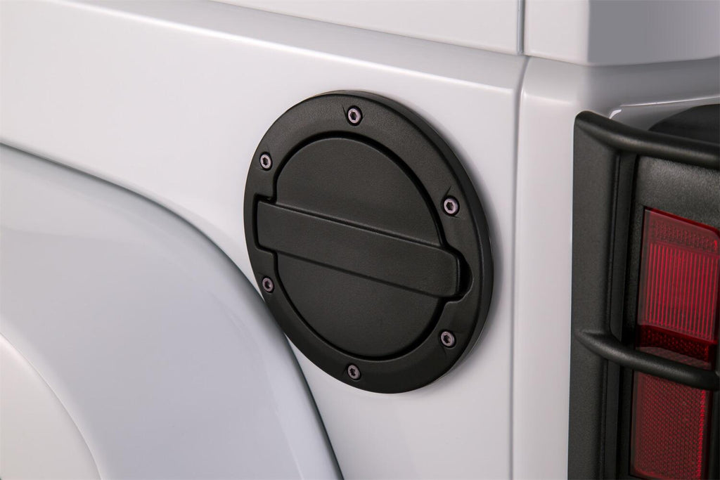 AMP Research 73000-01A Alloy Fuel Door, Black Aluminum - 07-18 Jeep Wrangler JK, 2 dr/4 dr for Select Jeep Wrangler, Jeep Wrangler JK