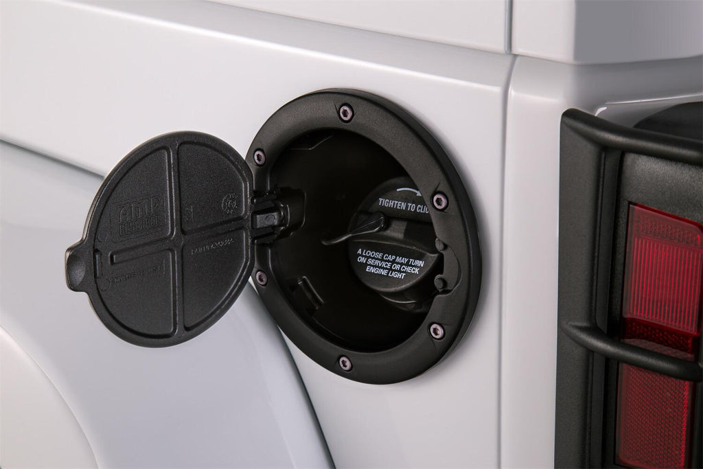 AMP Research 73000-01A Alloy Fuel Door, Black Aluminum - 07-18 Jeep Wrangler JK, 2 dr/4 dr for Select Jeep Wrangler, Jeep Wrangler JK