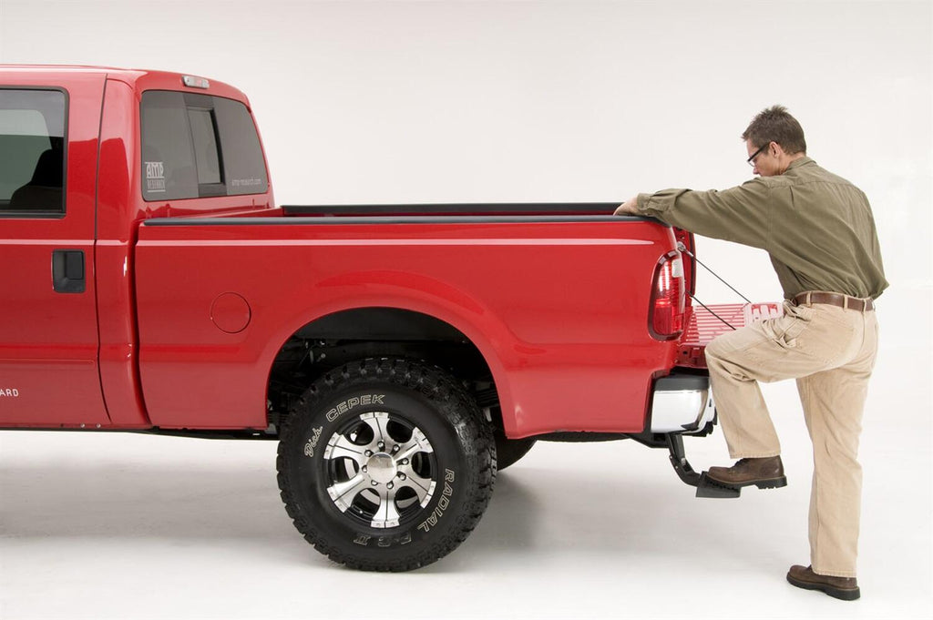 AMP Research 75303-01A Bedstep Flp Dwn Bmpr Stp 99-16 Ford F-250/F-350/F-450 for Select Ford F-250 Super Duty, Ford F-350 Super Duty, Ford F-450 Super Duty