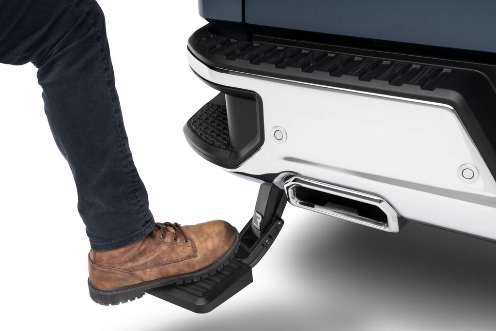 AMP Research 75323-01A AMP Bedstep Flip Down Bumper Step 19-26 Silverado/Sierra 1500, 22 LTD/Limited for Select Chevrolet Silverado 1500, Chevrolet Silverado LTD, GMC Sierra 1500, GMC Sierra Limited