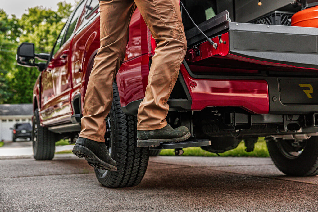 AMP Research 75330-01A AMP Research Bedstep Flip Down Bumper Step 23-25 Ford F-250/350 for Select Ford F-250 Super Duty, Ford F-350 Super Duty