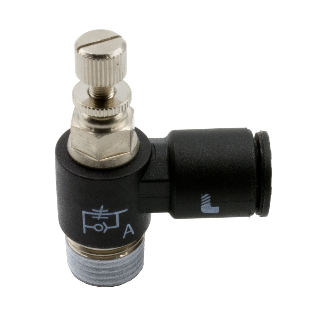 Dedenbear ANVRAMO NEEDLE VALVE, 90?, 1/4" OD QK DISCONNECT TO 1/8" NPT (METER OUT) NICKEL PL BR