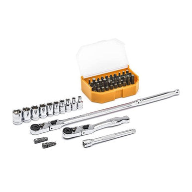Gearwrench 81032 45 Piece 1/4" Drive 6 Point Standard Metric Slim Head Mechanics Tool Set
