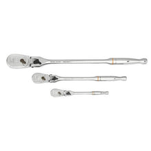Load image into Gallery viewer, Gearwrench 81276T 3 Piece 1/4", 3/8" &amp; 1/2" Drive 90-Tooth Locking Flex Head Teardrop Ratchet Set