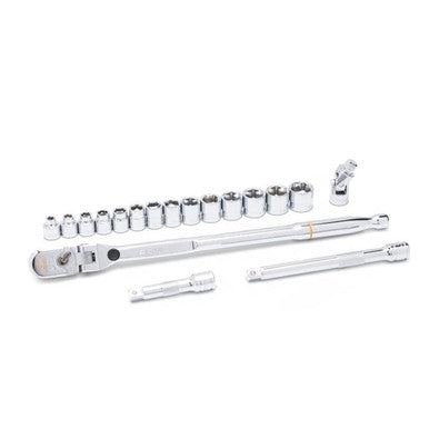 Gearwrench 81392 18 Piece 3/8" Drive 120XP Locking Flex Head Ratchet and 6 Point Metric Stubby Socket Mechanics Tool Set