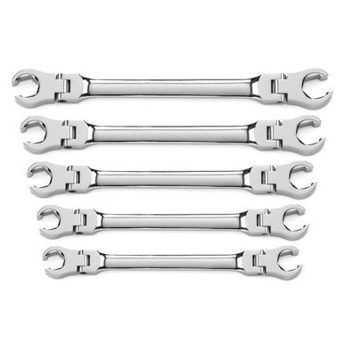 Gearwrench 81910 5 Piece Flex Head Flare Nut SAE Wrench Set