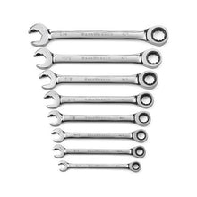 Load image into Gallery viewer, Gearwrench 85599 8 Piece 72-Tooth 12 Point Open End Ratcheting Combination SAE Wrench Set