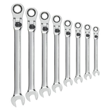 Gearwrench 85798 8 Piece 72-Tooth 12 Point XL Locking Flex Head Ratcheting Combination SAE Wrench Set