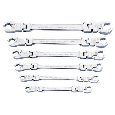 Gearwrench 89101D 6 Piece Ratcheting Flex Head Flare Nut Metric Wrench Set