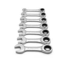 Load image into Gallery viewer, Gearwrench 9507D 7 Piece 72-Tooth 12 Point Stubby Ratcheting Combination SAE Wrench Set