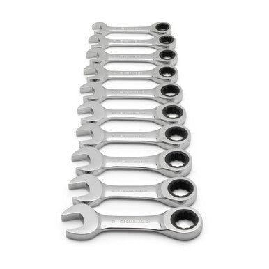 Gearwrench 9520D 10 Piece 72-Tooth 12 Point Stubby Ratcheting Combination Metric Wrench Set
