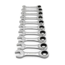 Load image into Gallery viewer, Gearwrench 9520D 10 Piece 72-Tooth 12 Point Stubby Ratcheting Combination Metric Wrench Set