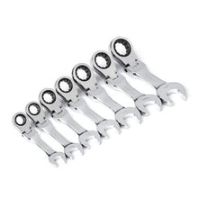 Load image into Gallery viewer, Gearwrench 9570 7 Piece 72-Tooth 12 Point Stubby Flex Head Ratcheting Combination SAE Wrench Set